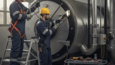 Phoenix, AZ plumber inspecting boiler repair for a home heating system