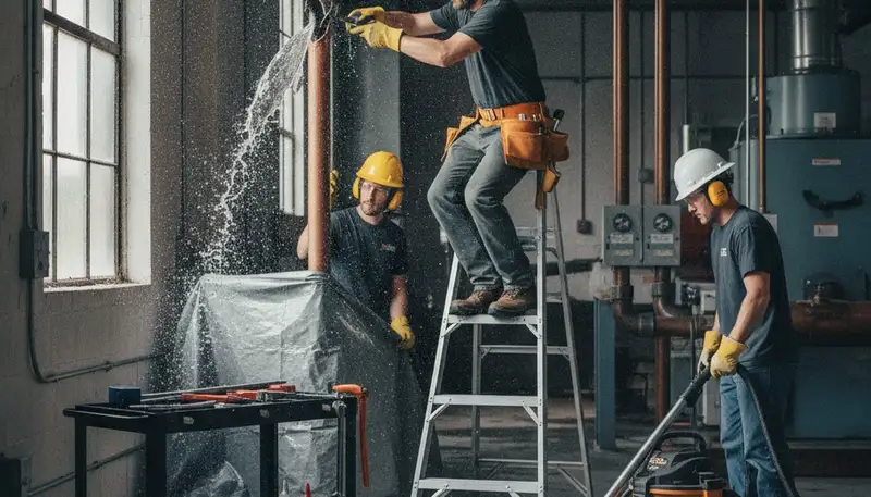 Emergency plumber inspecting pipes for Phoenix, AZ home repair service
