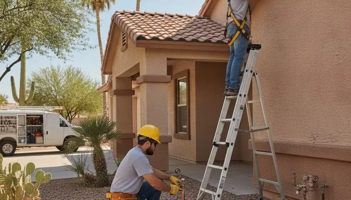 Phoenix, AZ plumbing repair service truck outside a local home for emergency plumber service
