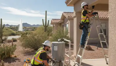 Phoenix, AZ plumber repairing a residential plumbing issue for a local plumbing service team