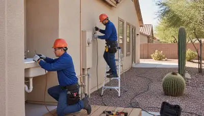 Plumber repairing a leaking pipe in Phoenix, AZ for residential plumbing service