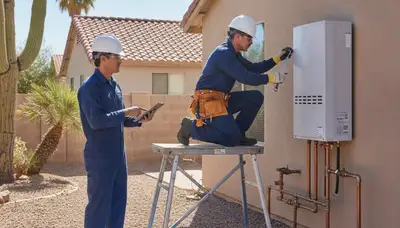 Phoenix, AZ plumber repairing residential plumbing for a local plumbing repair service