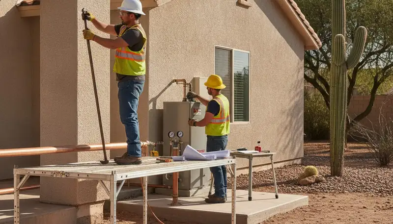 Phoenix, AZ plumber repairing a residential pipe leak for a local plumbing service