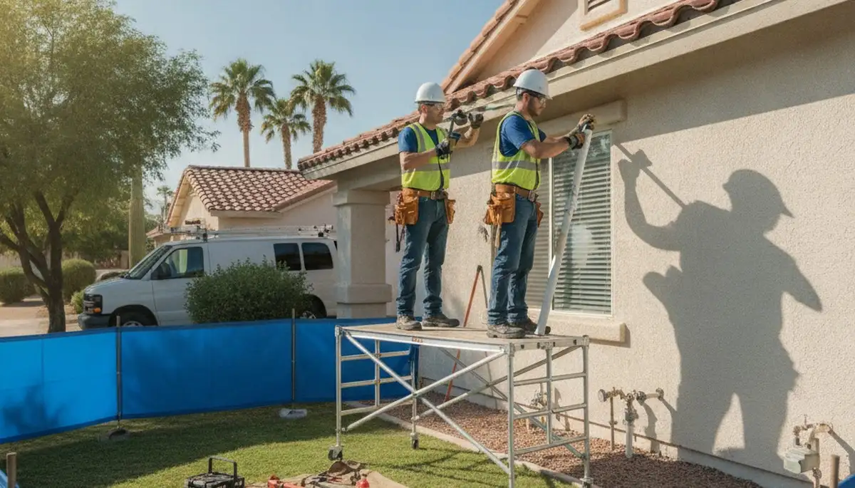 Phoenix, AZ plumber providing professional plumbing repair services on a residential job site