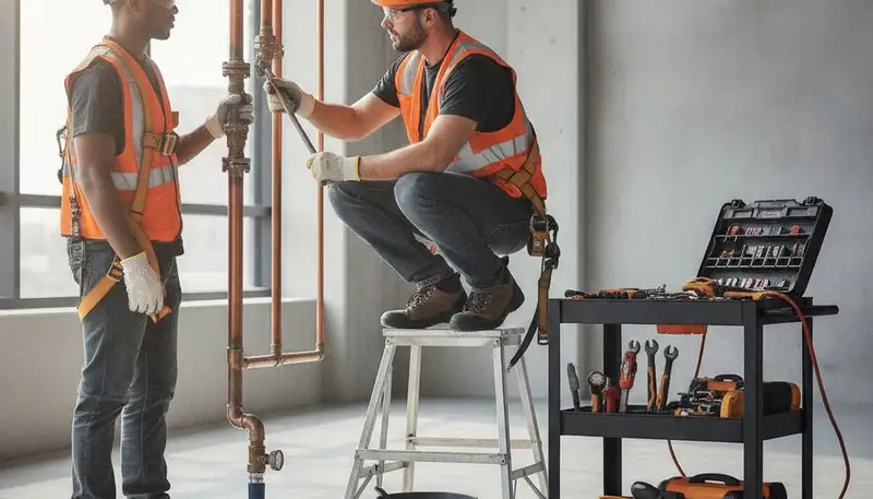 Phoenix, AZ plumber repairing a home pipe for plumbing repair service