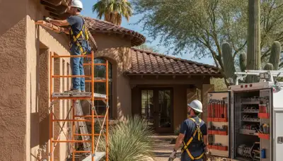 Phoenix, AZ plumber repairing a residential pipe for plumbing service at Plumbers in Phoenix AZ