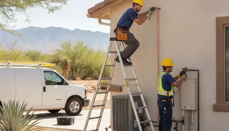 Plumber repairing a leak in Phoenix, AZ for local plumbing repair service