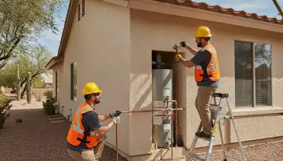 Phoenix AZ plumber repairing a residential pipe leak for local plumbing service