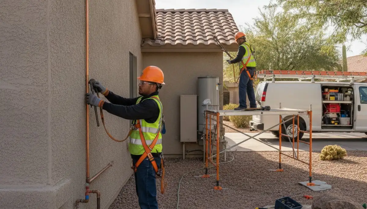 Plumber repairing a leak in Phoenix, AZ for fast residential plumbing service