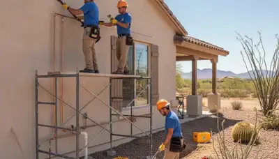 Phoenix, AZ plumbing repair technician servicing a residential pipe leak