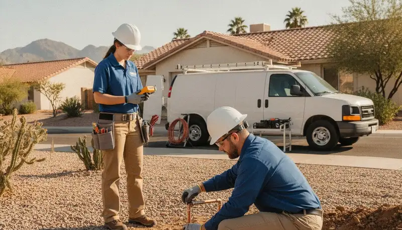 Plumber repairing a pipe in Phoenix, AZ for plumbing repair service