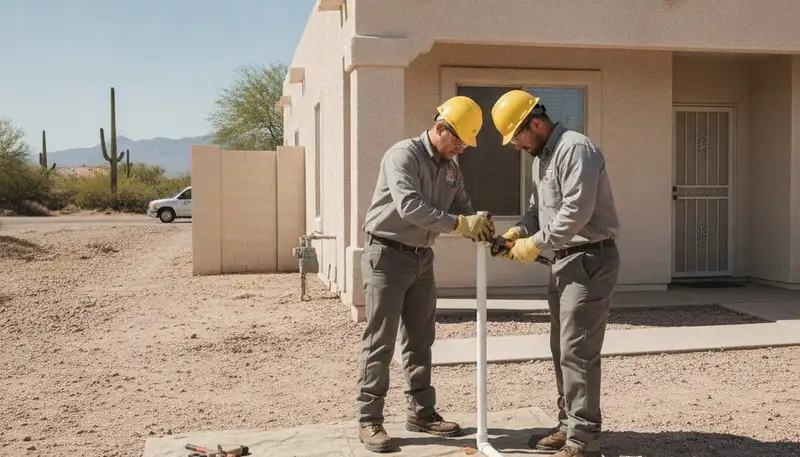 Phoenix AZ plumber repairing a leak for residential plumbing service