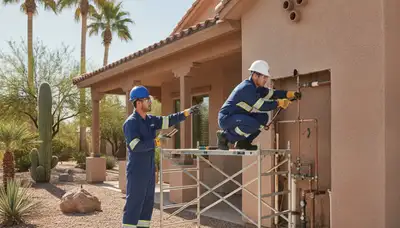 Phoenix, AZ plumber repairing a residential leak for plumbing repair service