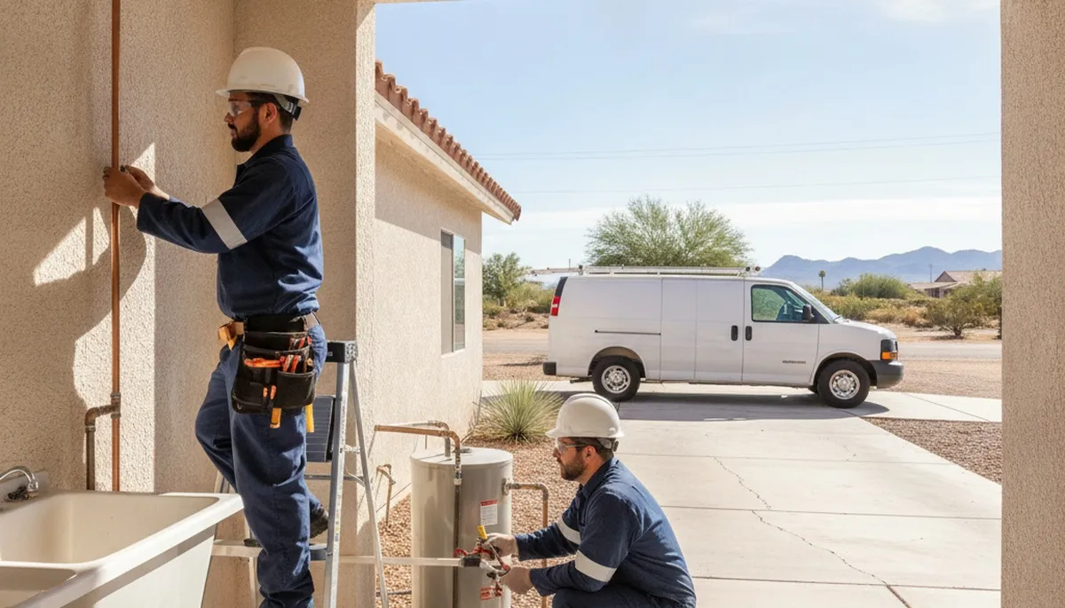 Phoenix AZ plumber repairing a leaking pipe for residential plumbing service