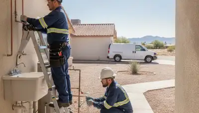 Phoenix, AZ plumber repairing a sink for a local plumbing service