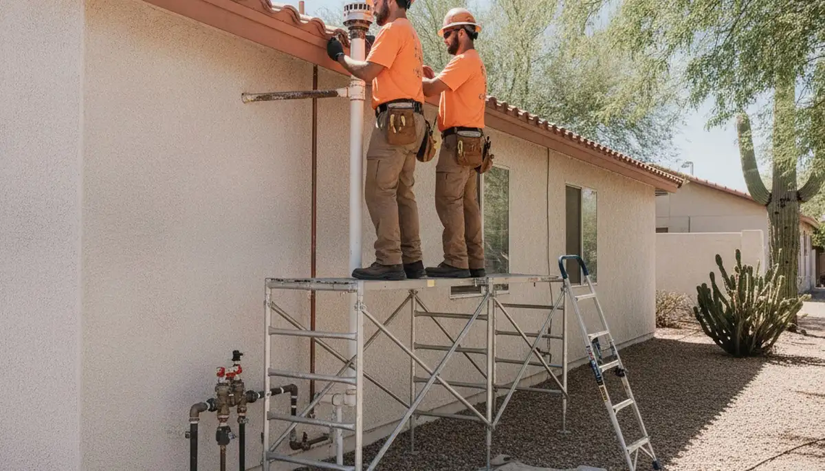 Phoenix, AZ plumber repairing a residential leak for a plumbing service call