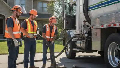 Septic pumping service truck in Phoenix, AZ for residential plumbing repair