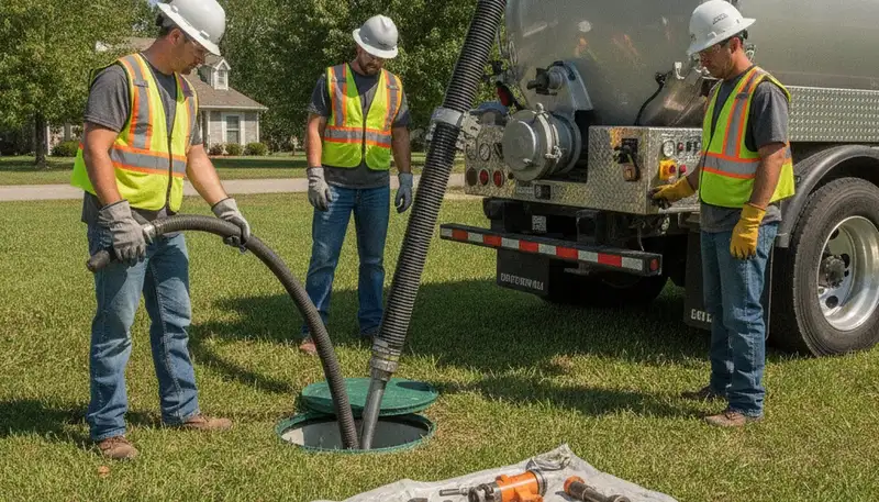 Phoenix, AZ septic pumping service truck for residential plumbing repair and maintenance