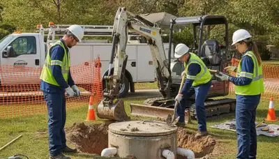 Phoenix, AZ plumber inspecting septic repair system for home service call