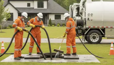 Phoenix, AZ plumber cleaning septic tank for residential septic maintenance and odor prevention
