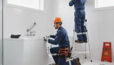 Walk-in tub installation by Phoenix, AZ plumbers for safer home bathing